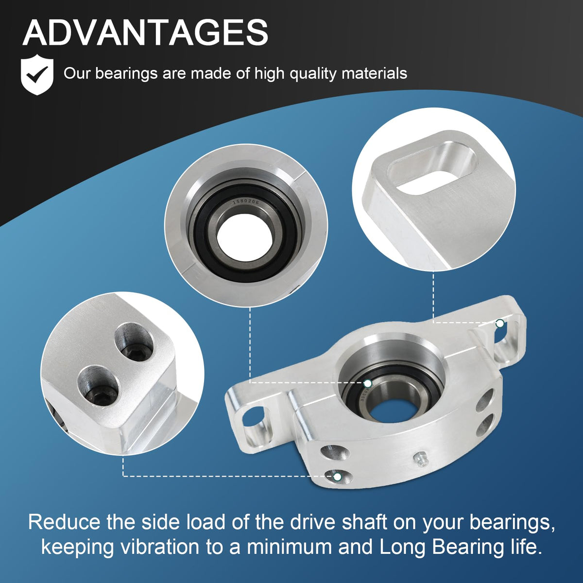 RADHLBNIU carrier bearing mounted on driveshaft demonstrating proper fitment advantage
