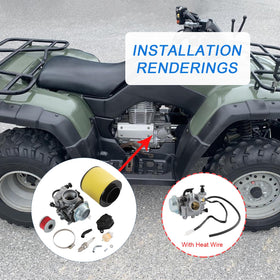 RADHLBNIU carburetor installed on Honda Rancher 350 showing ready‑to‑ride benefit