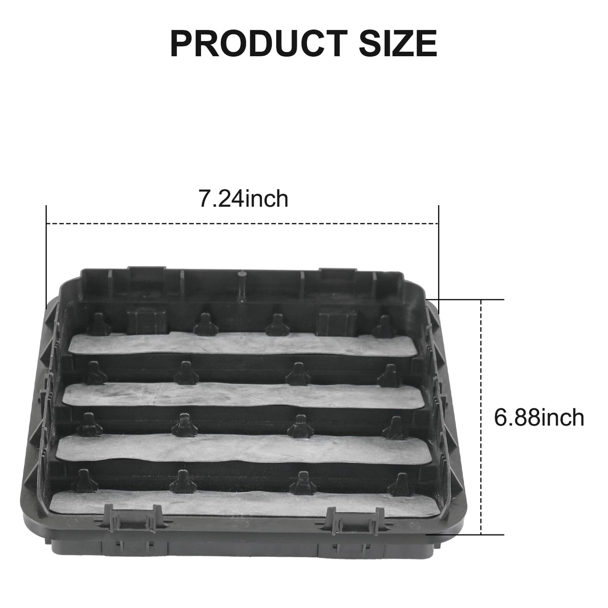 RADHLBNIU vent beside ruler showing dimensions for accurate fit