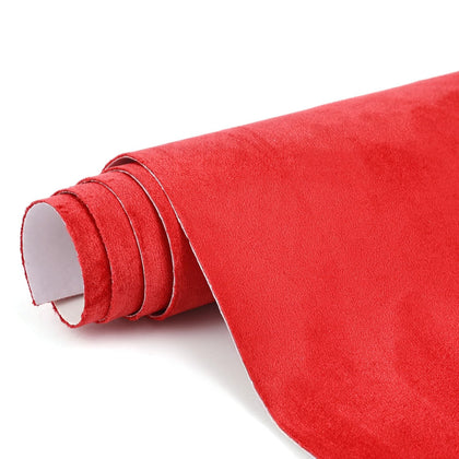 RadiantDecor red suede front view showing vibrant color and premium finish benefit