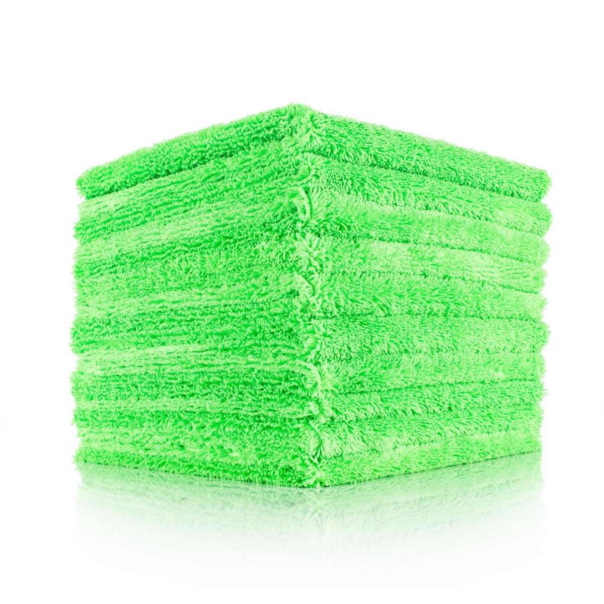 The Rag Company towel pack front view showing ten lime green towels and professional look