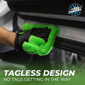 Using The Rag Company towel on glass for lint-free clarity and improved visibility
