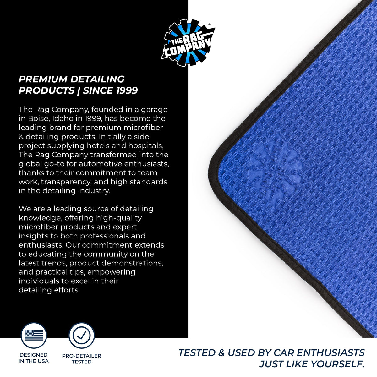 Driveway detailing scene showing The Rag Company towel delivering professional results benefit