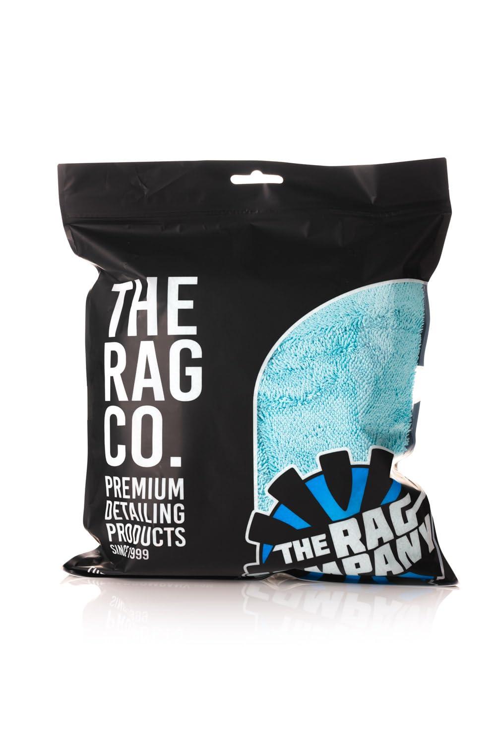 The Rag Company towel with drying aid spray, illustrates improved glide and streak-free finish