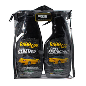 Raggtopp protectant being applied to a convertible top showing even coverage benefit