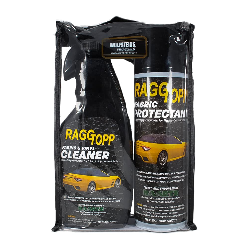 Raggtopp front packaging showing cleaner and protectant kit benefits