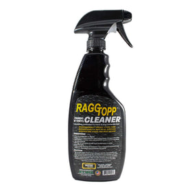RAGGTOPP cleaner applied to convertible top while detailing, demonstrating gentle effective cleaning