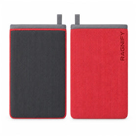 ragnify front packaging showing two red clay mitts and benefits