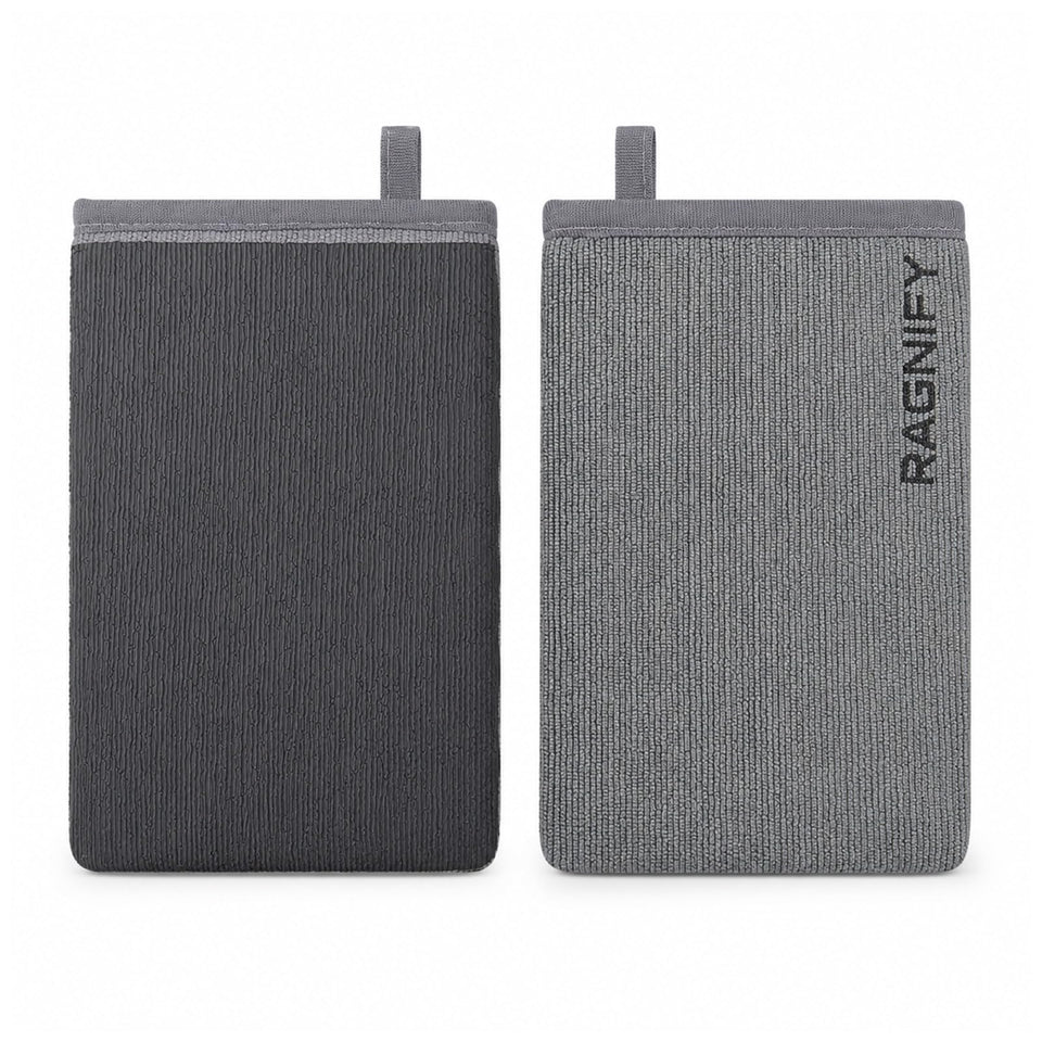ragnify front packaging showing two gray mitts and kit benefits