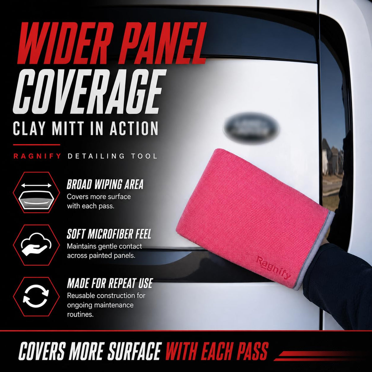 ragnify mitt on hand while cleaning paint for better control