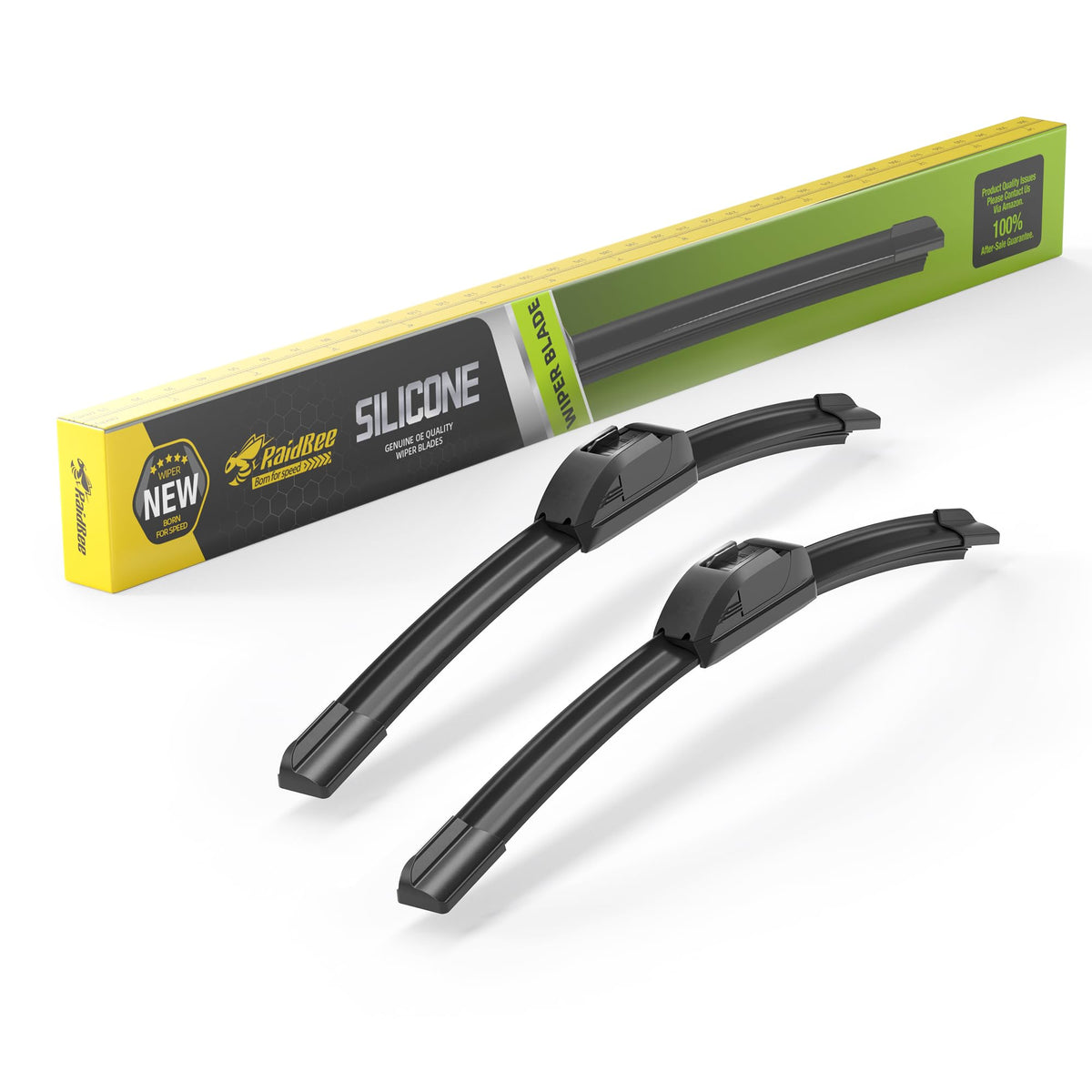 RaidBee front packaging showing 16-inch wipers and clear fit labeling for quick selection