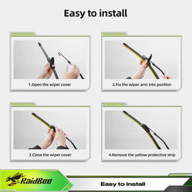 RaidBee 16-inch blades beside a ruler showing accurate size for direct replacement