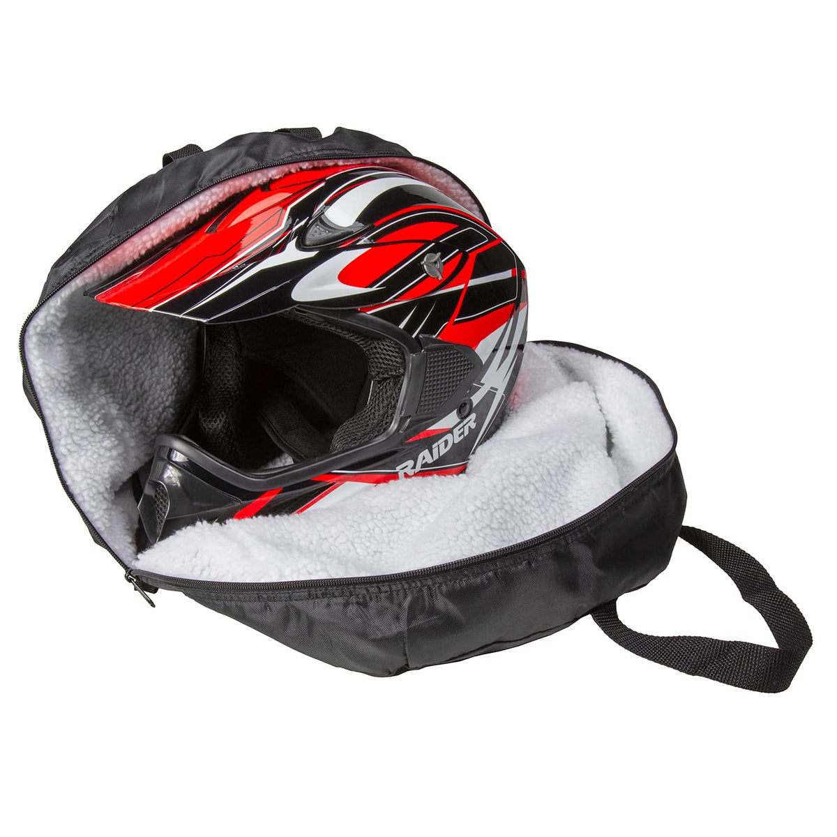 Raider helmet bag open top zipper enabling fast helmet access