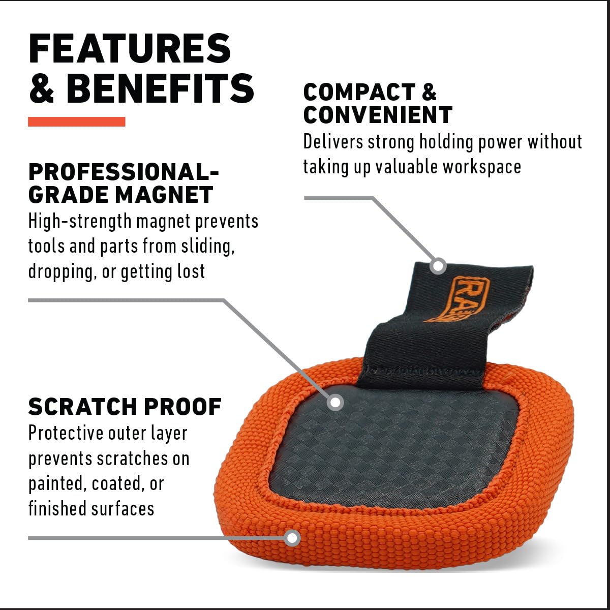Railer pads stored in a toolbox drawer for easy portability and organization