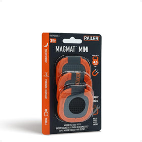 Railer front packaging showing three magnetic tool mats and compact storage benefit