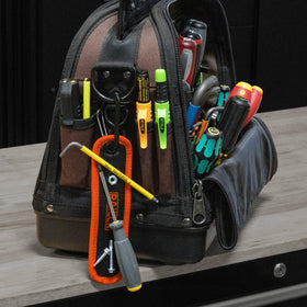 Railer mat clipped to belt with carabiner for hands-free portability