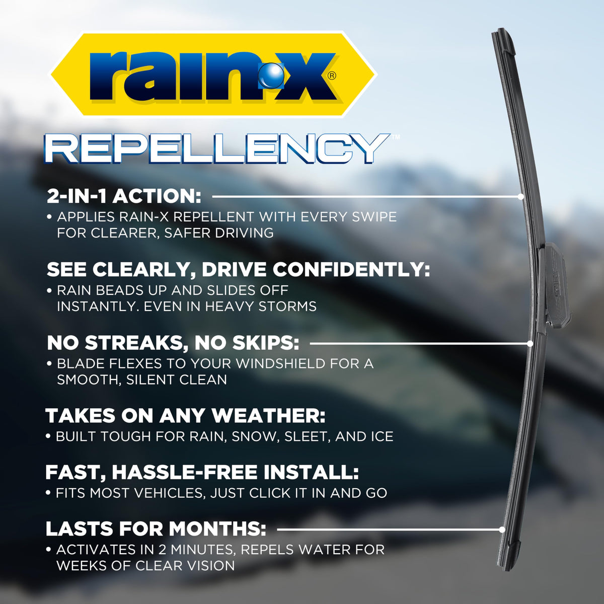 Rain-X closeup of rubber edge showing smooth wipe performance