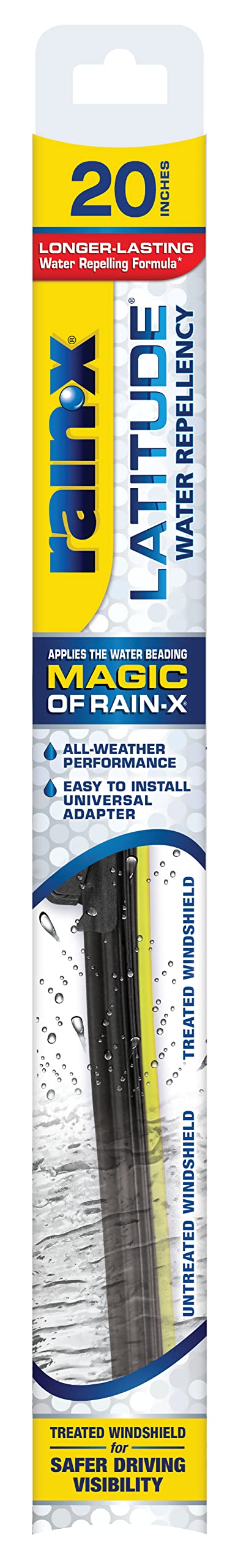 Rain-X front packaging 20-inch showing blade and benefits for clearer visibility
