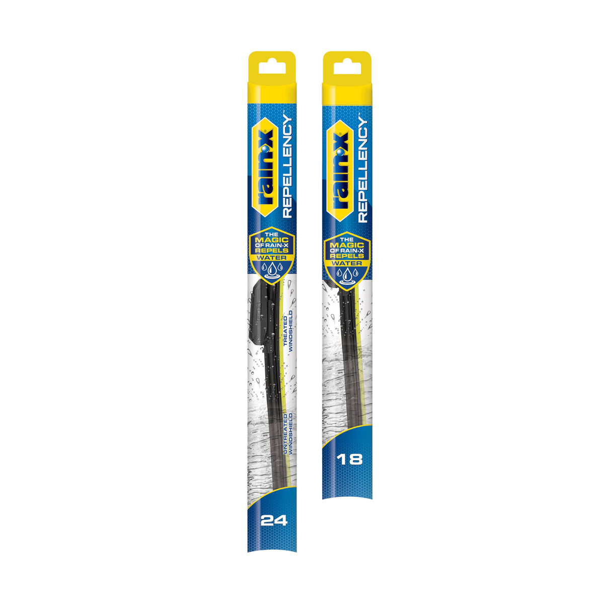 Rain‑X front packaging showing 24" and 18" blades and brand for easy identification