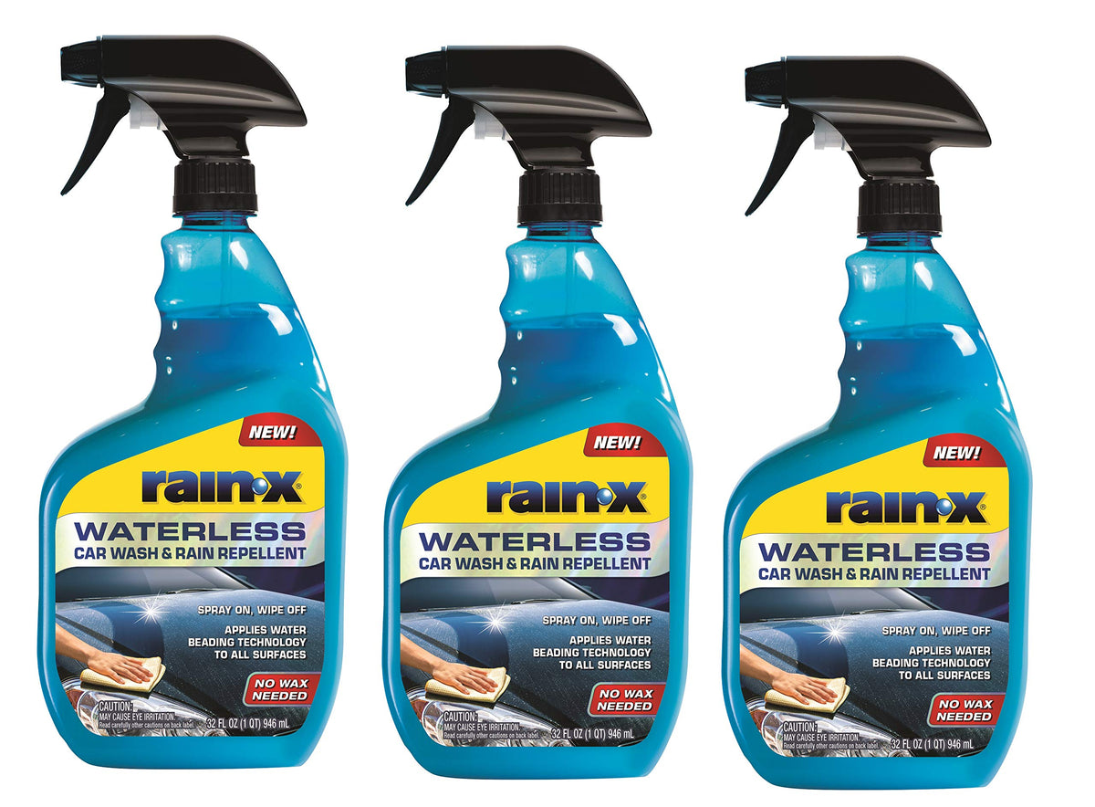 Rain‑X front spray bottle showing label and easy‑use benefit