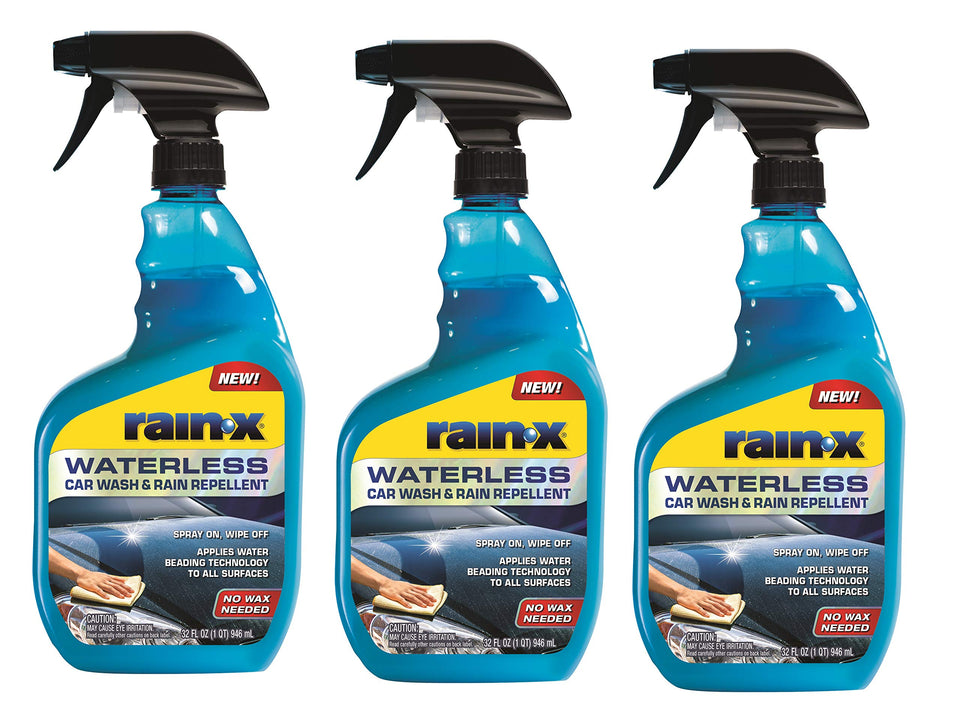 Rain‑X front spray bottle showing label and easy‑use benefit