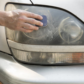 Rain‑X before and after headlights on car showing improved nighttime visibility benefit