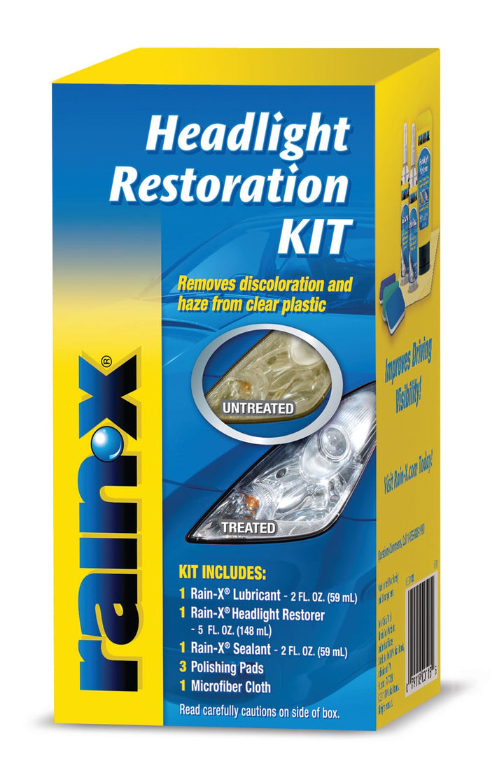 Rain‑X kit front packaging showing components and benefit of clear lenses