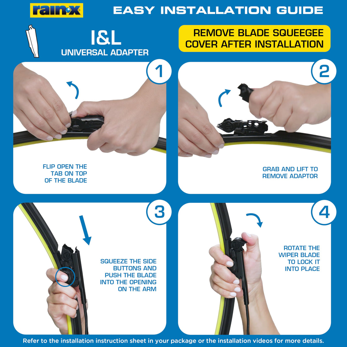 Rain‑X Installock adapter view illustrating secure, quick tool‑free installation benefit