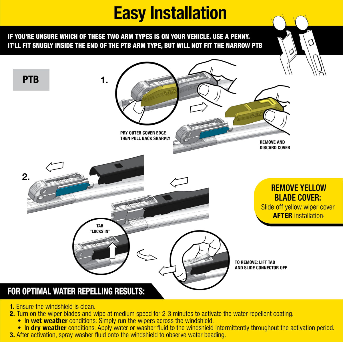 Rain-X wiping action with water beading for improved visibility benefit