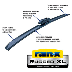 Rain-X close-up of synthetic rubber squeegee with graphene finish for quieter wipe