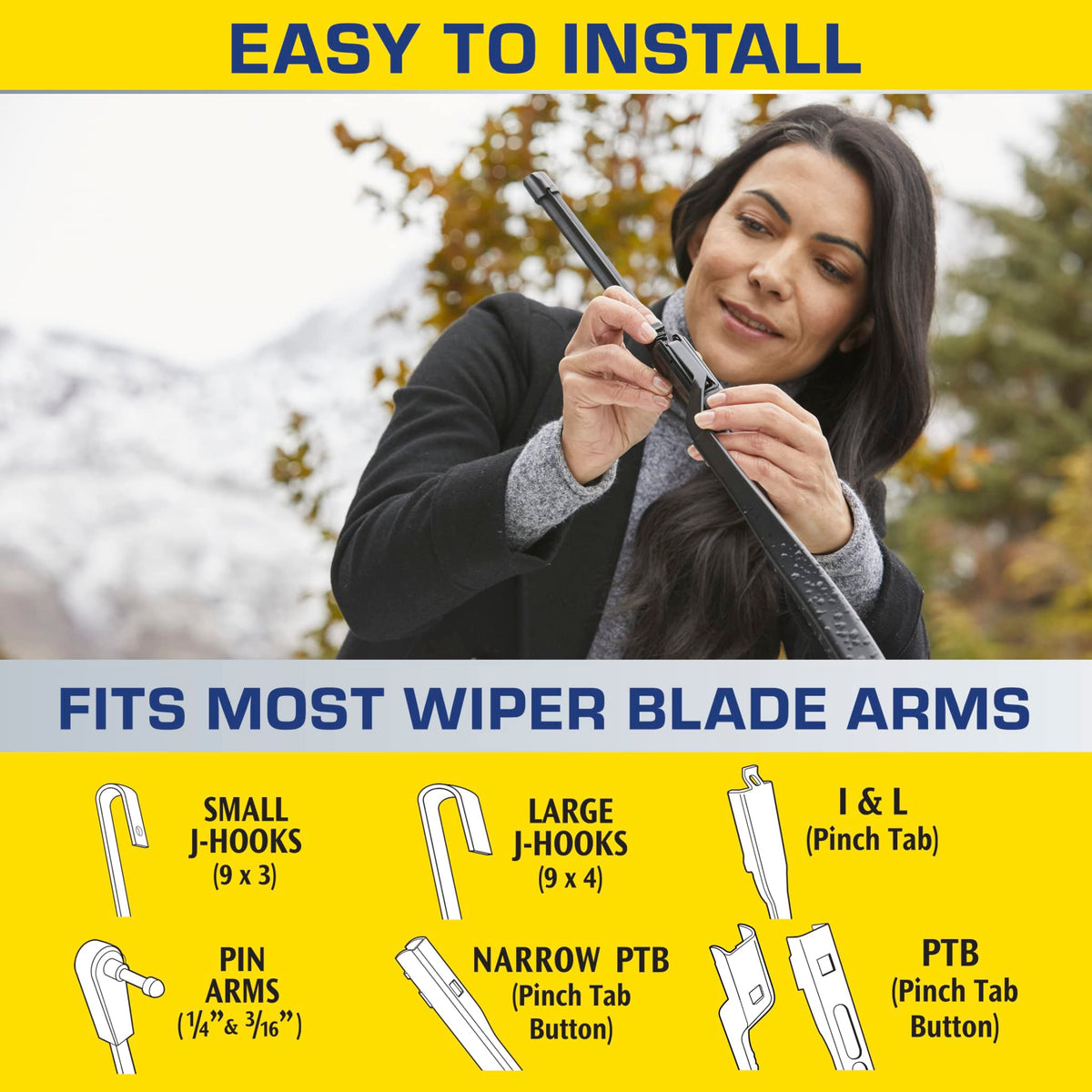 Rain‑X blade beside a ruler showing exact 21‑inch length for correct sizing