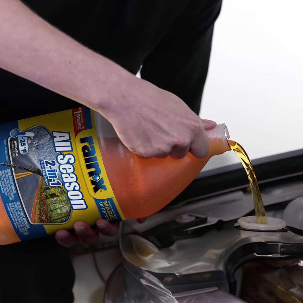 Rain-X gallon held in hand to show scale and easy pour benefit