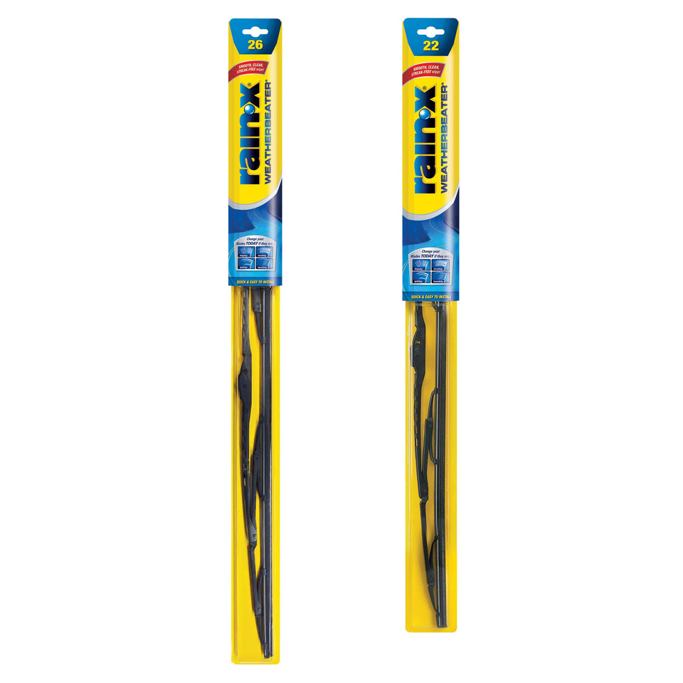 Rain-X front packaging showing 26" and 22" blades and clear branding benefit quick identification