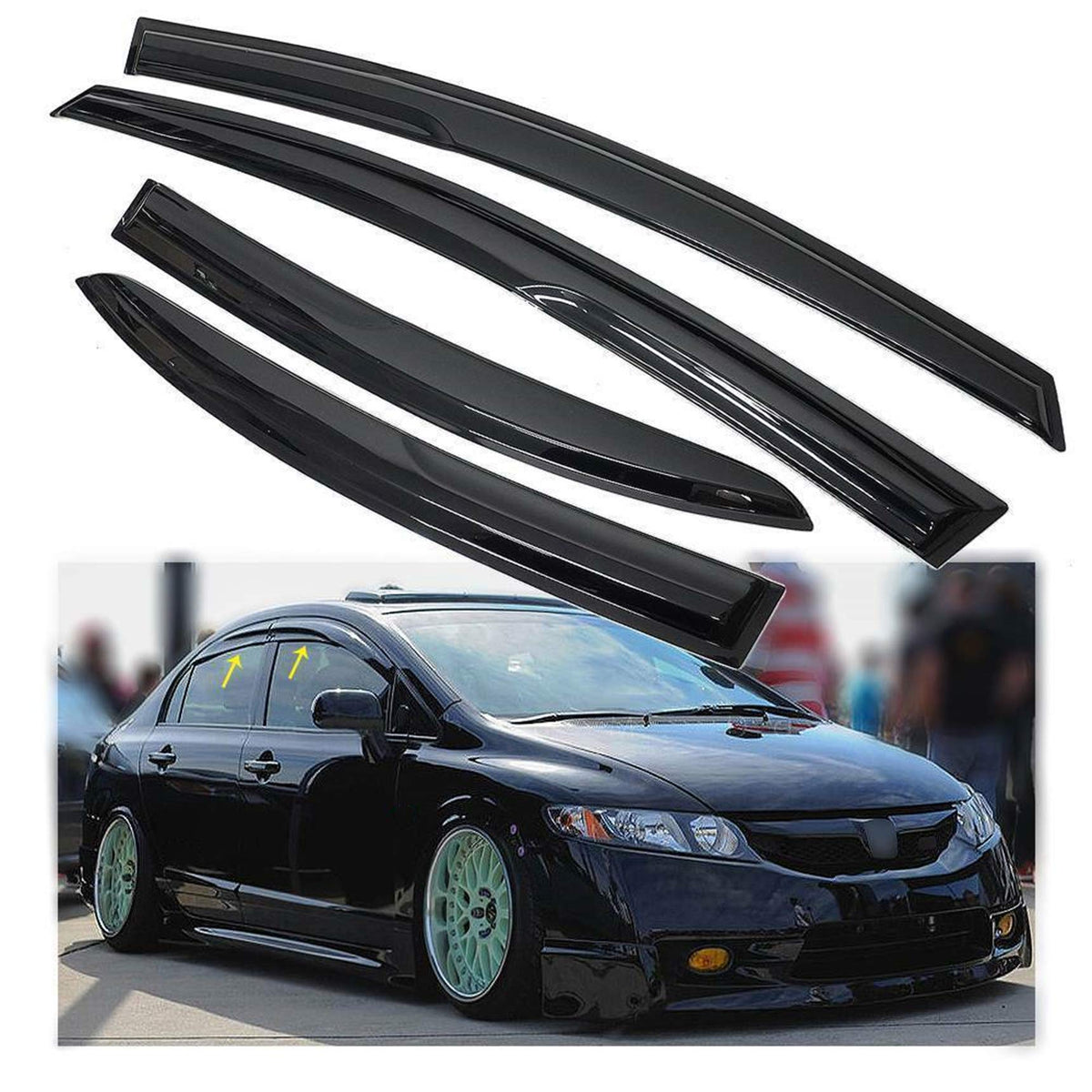 RainMan S front packaging showing four black visors and fitment information benefit: quick identification
