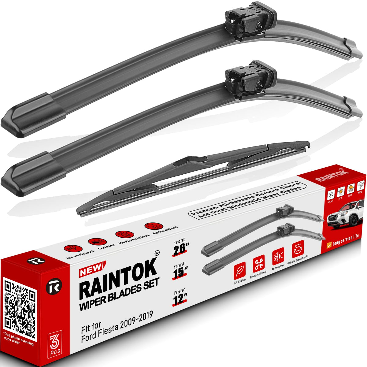 Raintok front packaging showing full 3-piece set and easy fit benefit