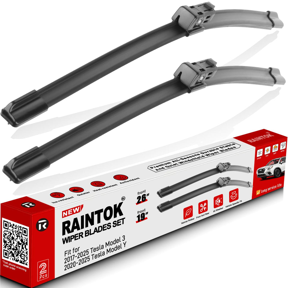 Raintok front packaging showing clear Tesla fitment and quick selection benefit