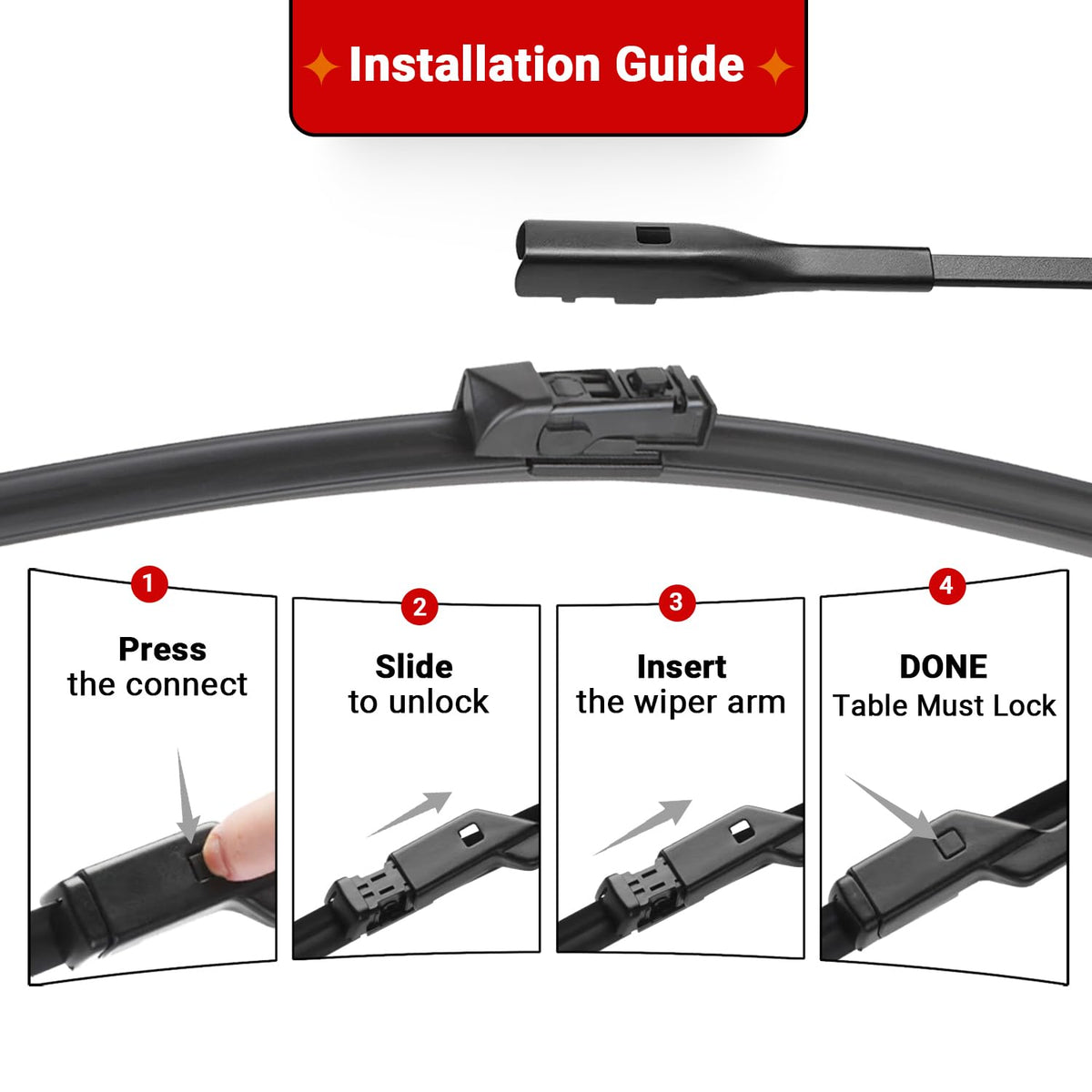 Raintok memory steel spring view demonstrating even windshield contact