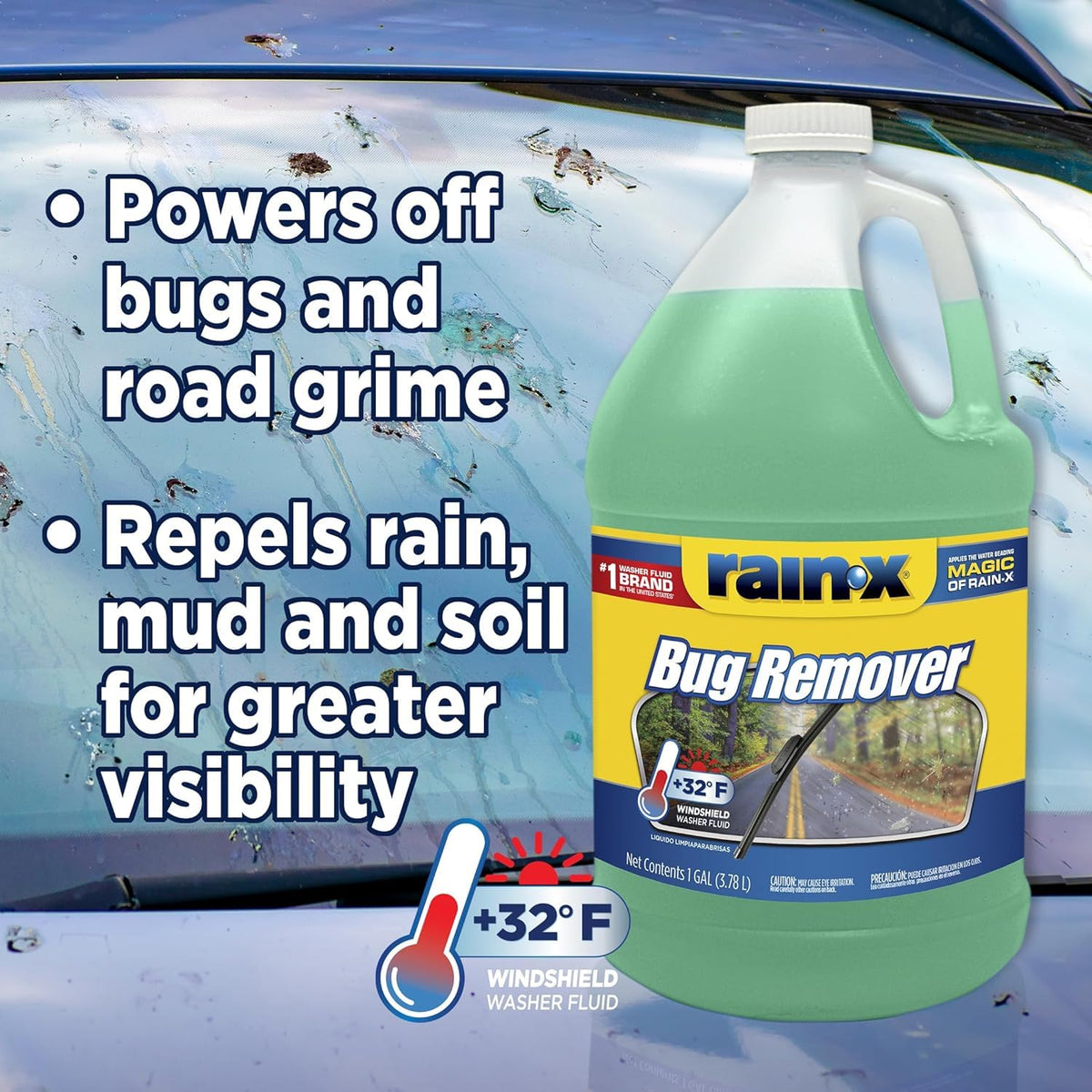 Rain‑X being sprayed onto headlight showing cleaner improves light clarity and visibility