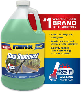 Rain‑X bottles stored in garage shelf demonstrating practical accessibility between washes