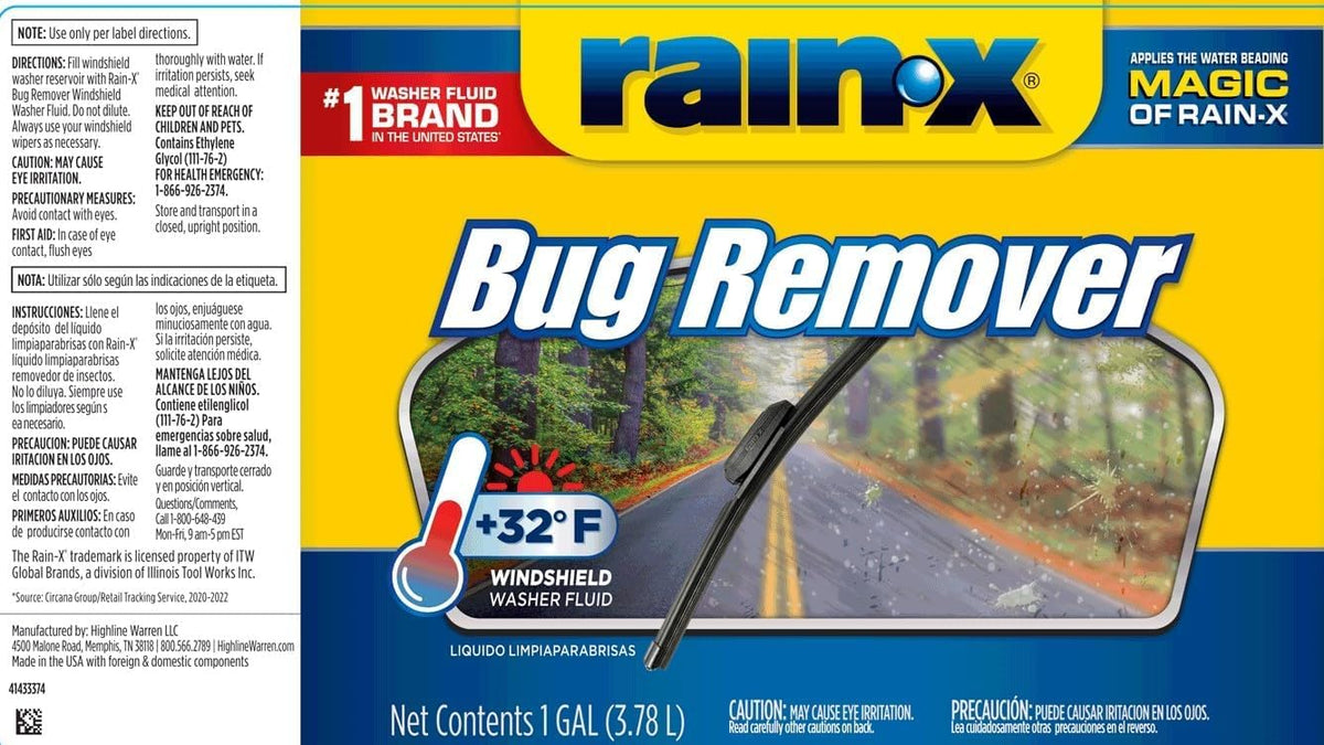 Rain‑X before and after on car hood showing removed insect residue and restored paint look