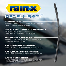 Rain‑X close-up beam blade edge highlighting flexible rubber for smooth, streak-free wiping