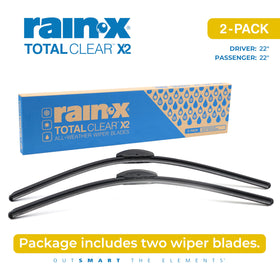 Rain-X blades wiping a wet windshield for clear visibility in rain