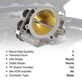 RALBDX throttle body side profile highlighting housing shape and bolt locations for correct alignment