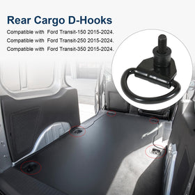RALZAOTO mounted D-hook in Ford Transit cargo floor demonstrating secure anchoring