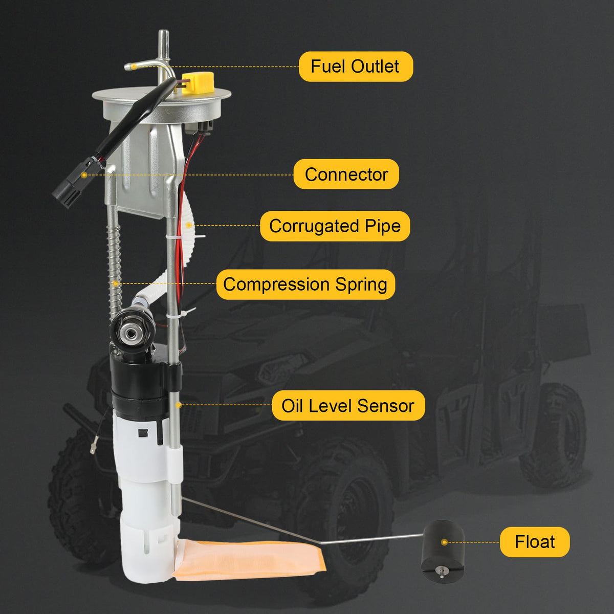 RALZAOTO fuel pump mounted on a Polaris Ranger showing restored drivability benefit