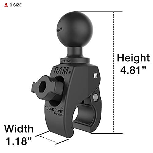 RAM MOUNTS side profile of Tough-Claw illustrating compact form and sturdy build