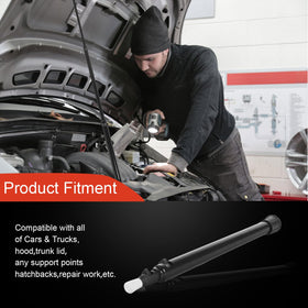 RAMATA hood prop collapsed and stored in trunk for compact, convenient transport