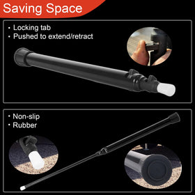 RAMATA hood prop beside ruler showing adjustable 17 to 44.5 inch length range