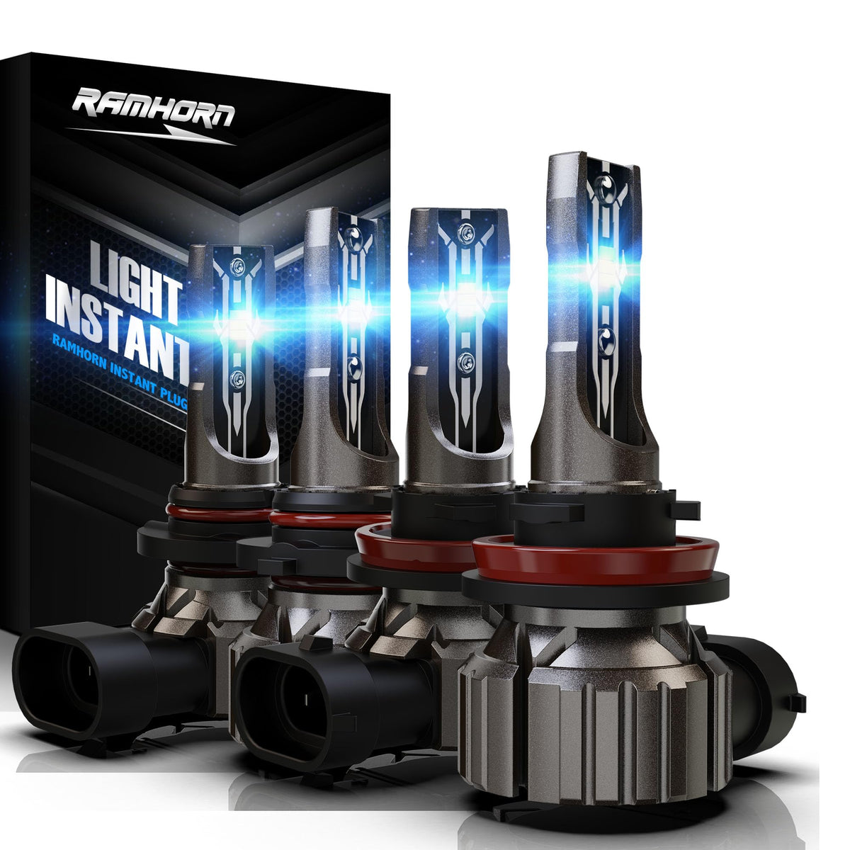 RAMHORN front packaging showing 4-piece LED combo and benefits