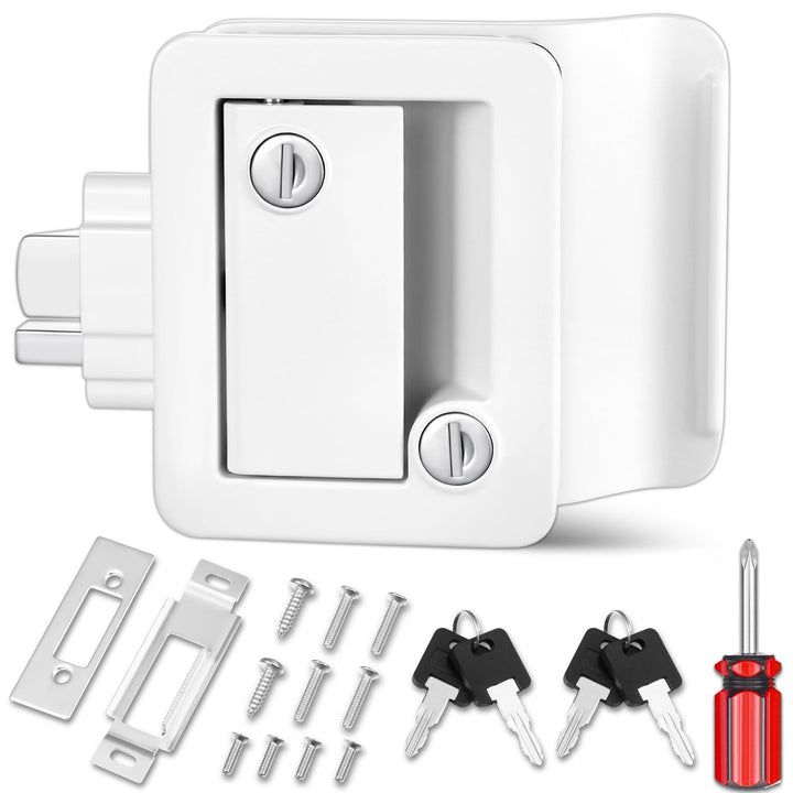 Ramkle front paddle assembly in white showing durable metal finish and secure seal